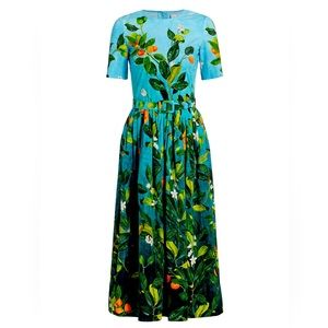 Oscar de la Renta Fortunello Belted Midi Dress Size 10